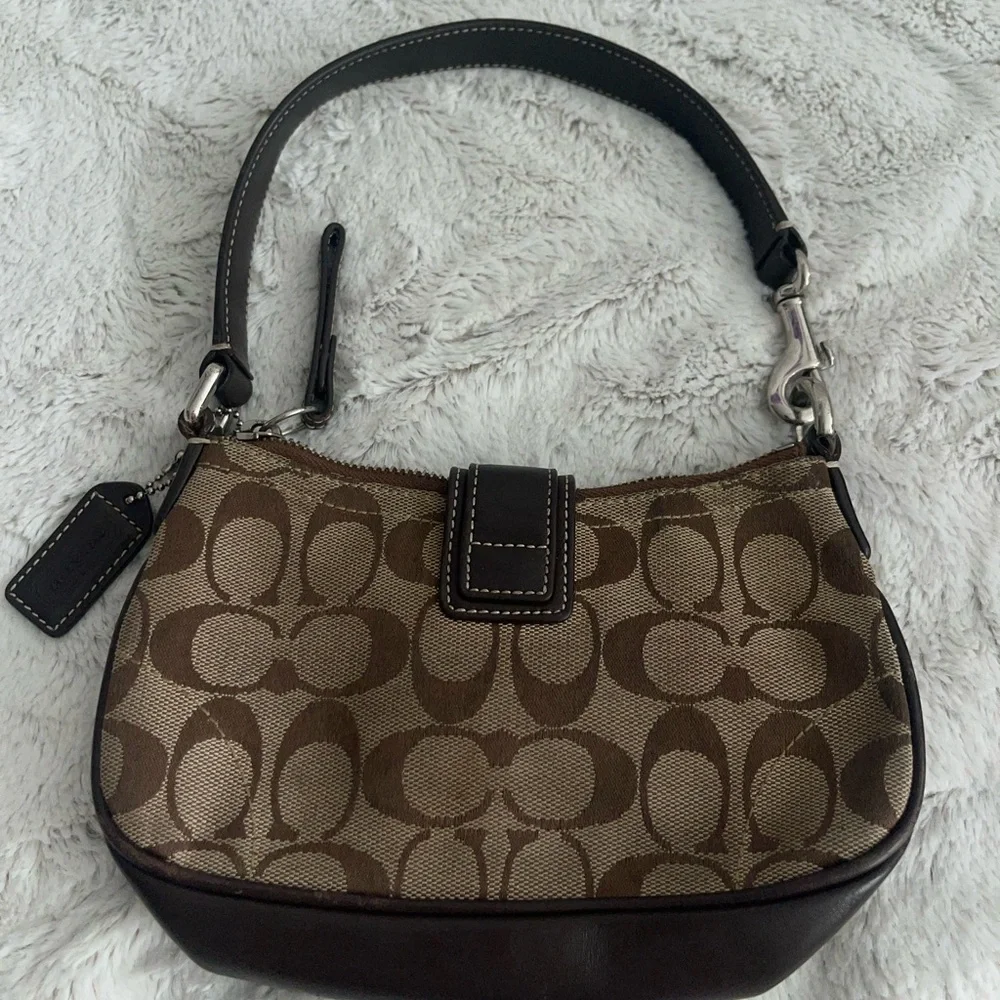 Coach Brown Shoulder Bag with Leather Trim - Picture 2 of 10